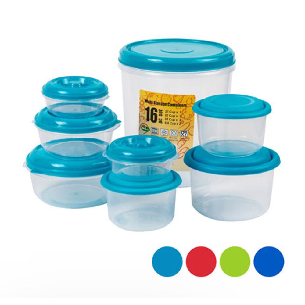 Food Storage Container 16PC Set | 4 Assorted Colors | Airtight, Leak-Proof